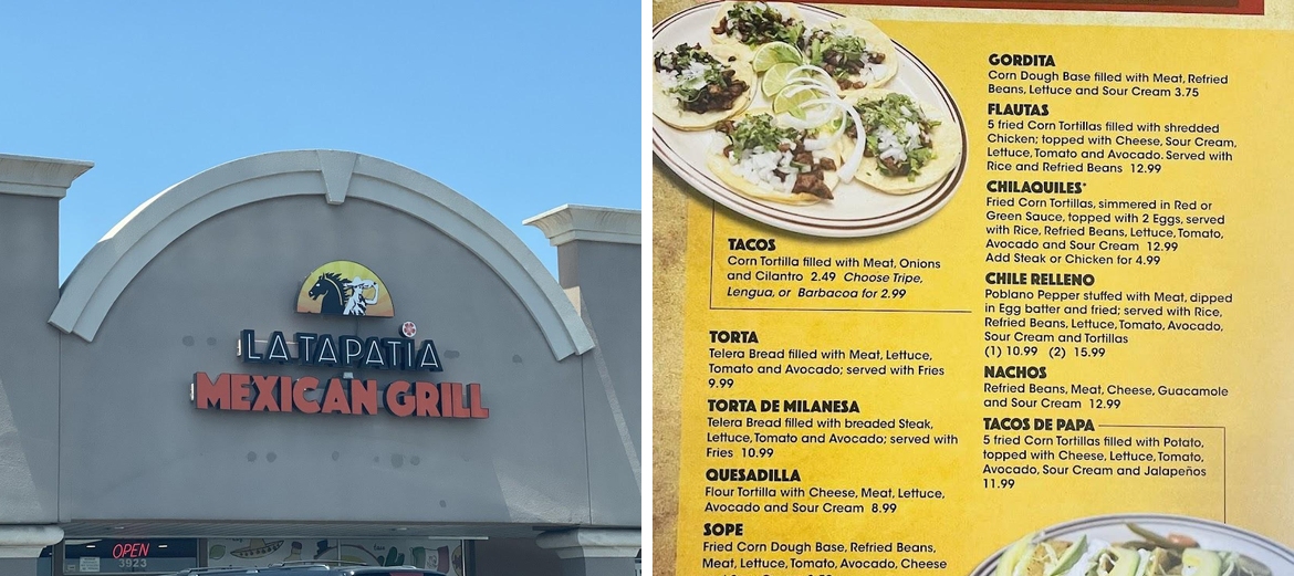 La Tapatia Mexican Grill Menu